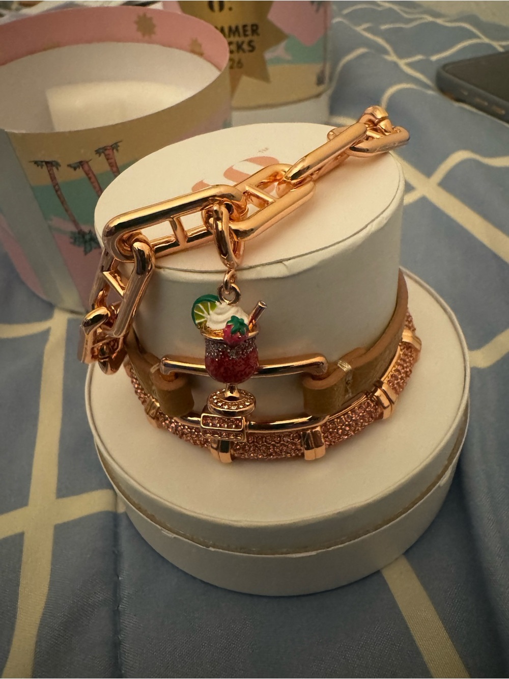 Rose Gold Cocktail Charm Bracelet - Women Jewelry